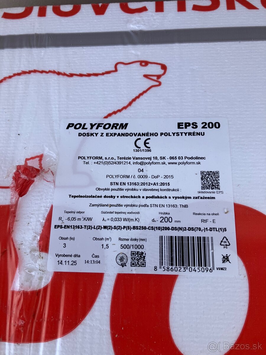 Podlahový polystyrén EPS 200 tvrdosť 200 - 2