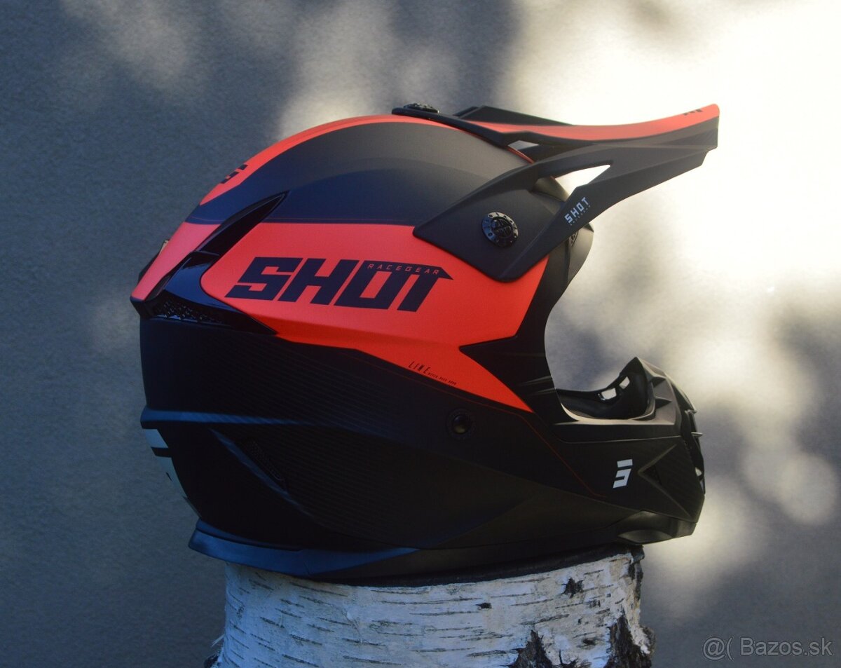 prilba helma okuliare, shot fluo oranžová čierna - 2