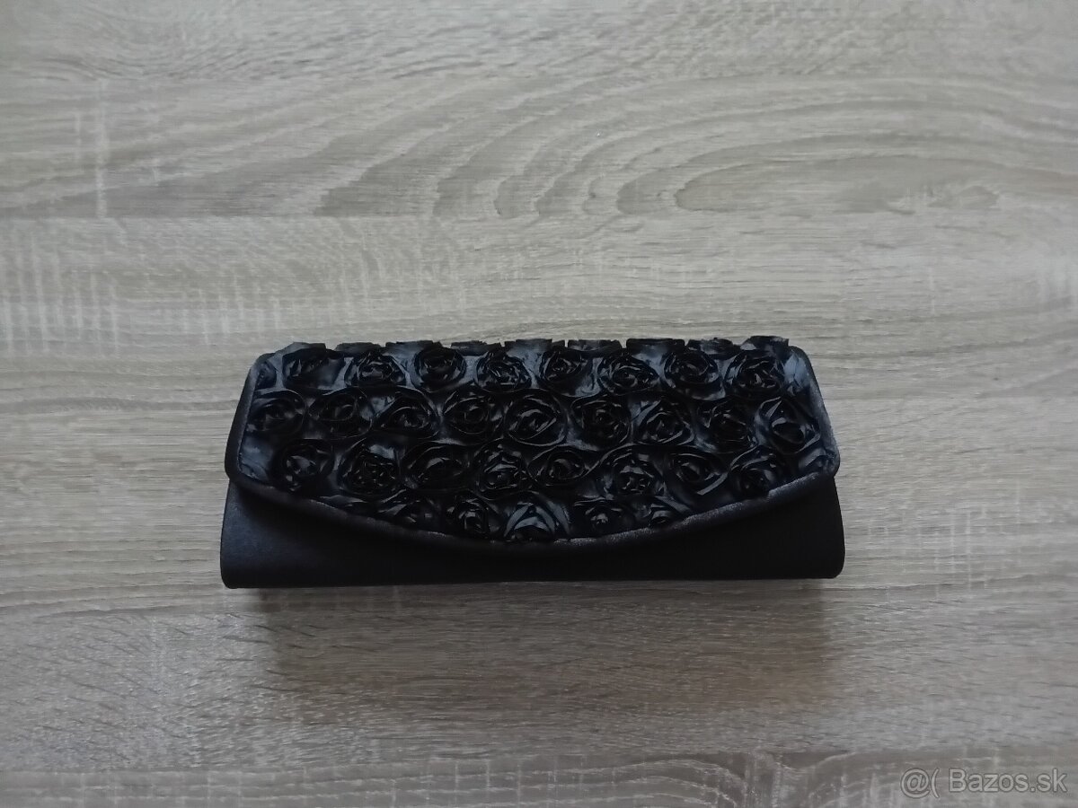 Večerná listová čierna kabelka - 2