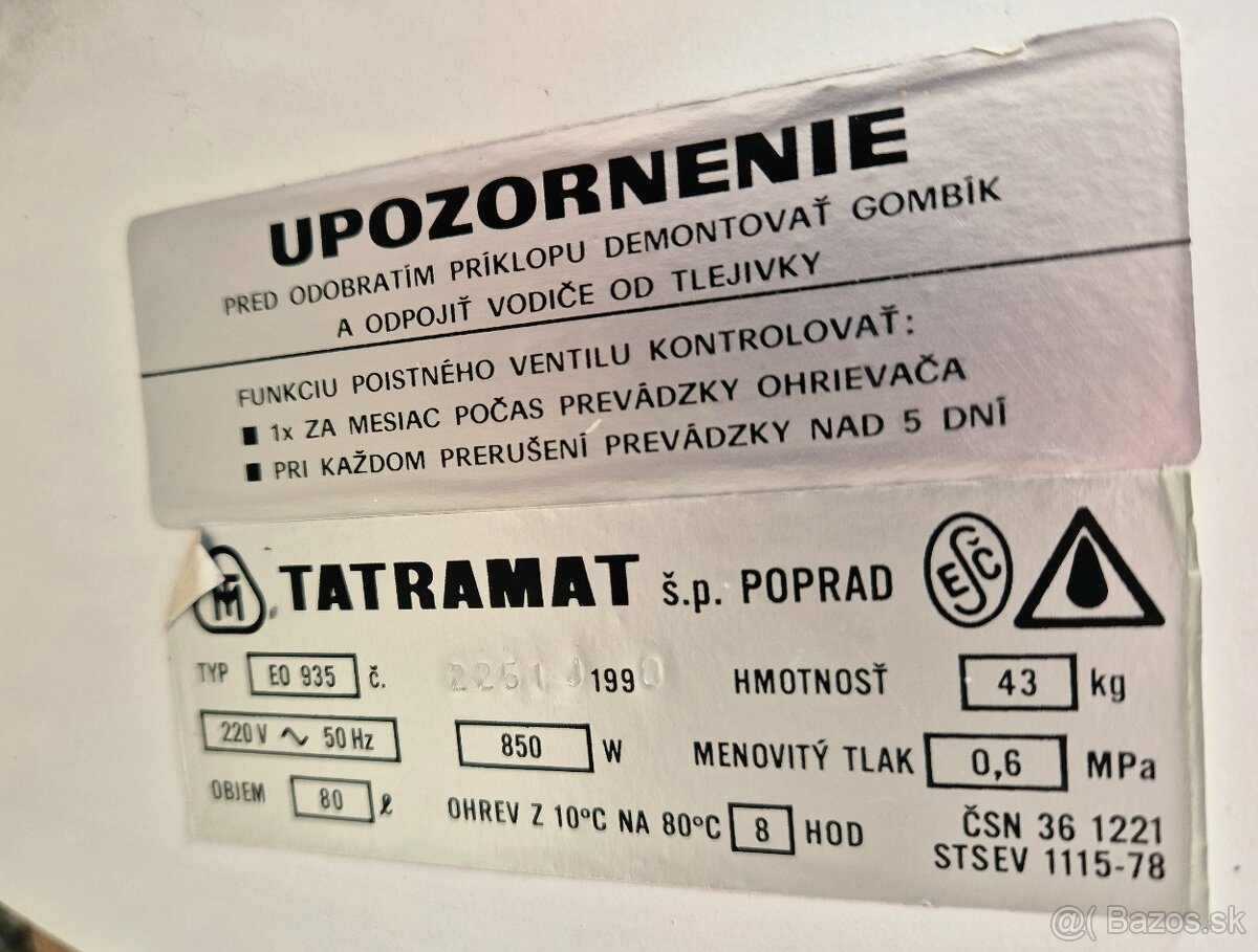 Elektrický bojler Tatramat 80l - 2