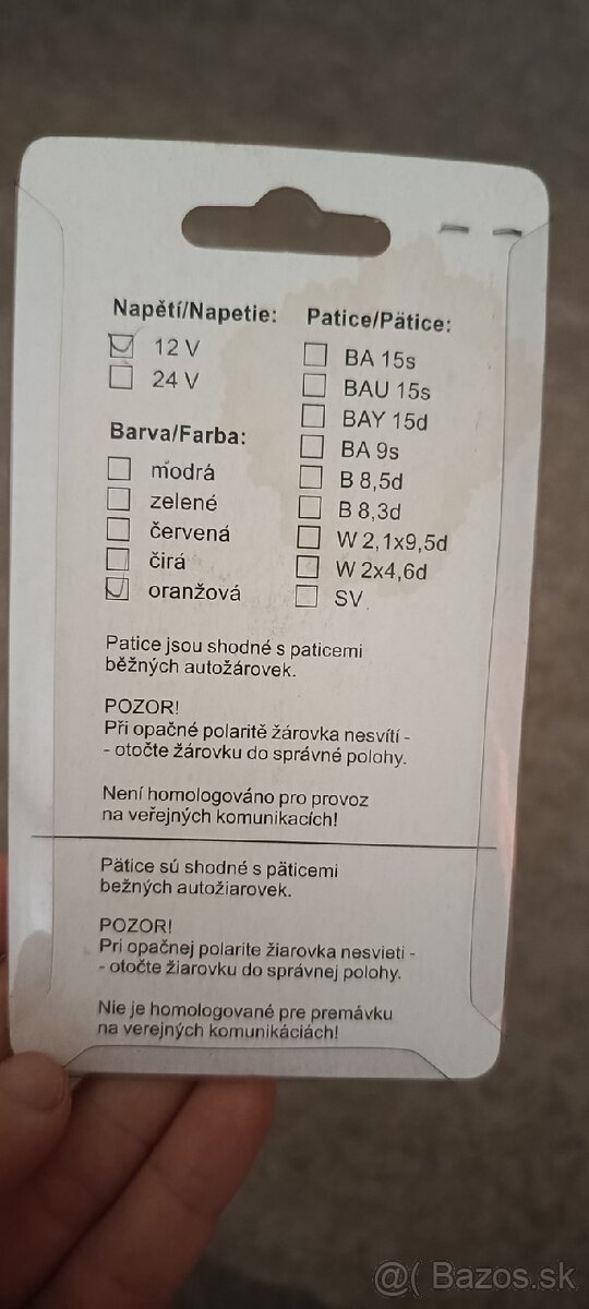 Autožiarovka BA9s oranžová - 2