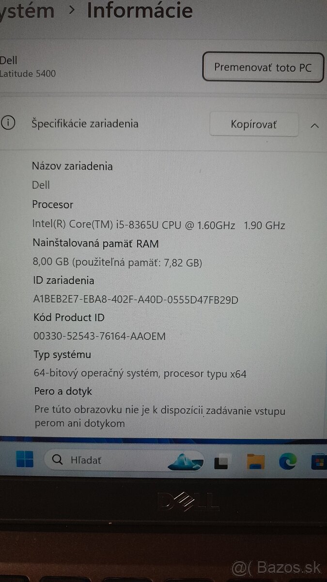 Dell 5400 - i5 8365u, 8GB DDR4, 256GB SSD, 14" - 2