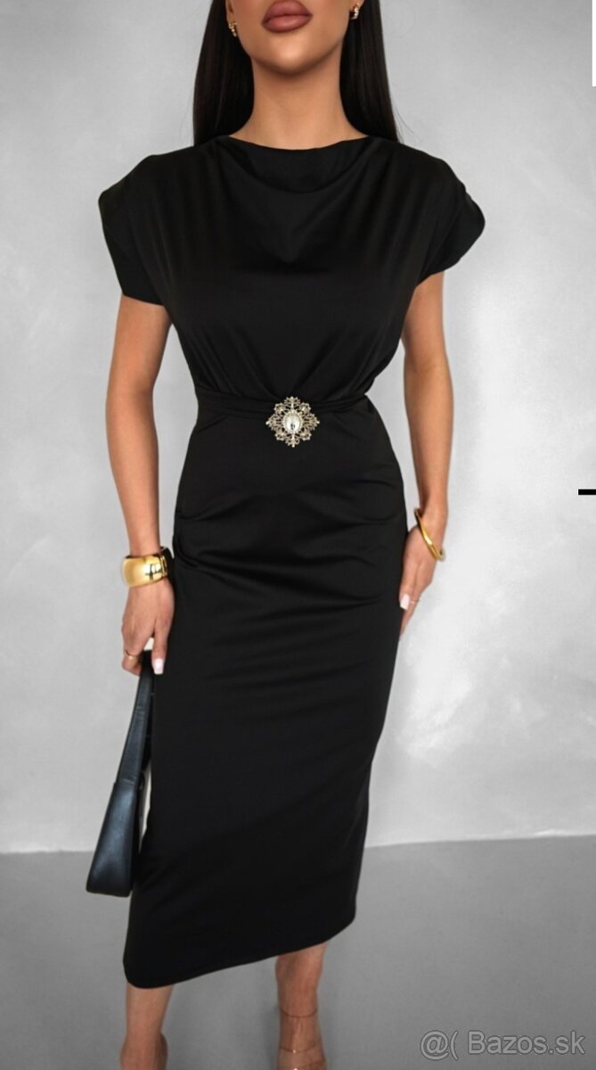 Dámske čierne elegantné šaty - 2