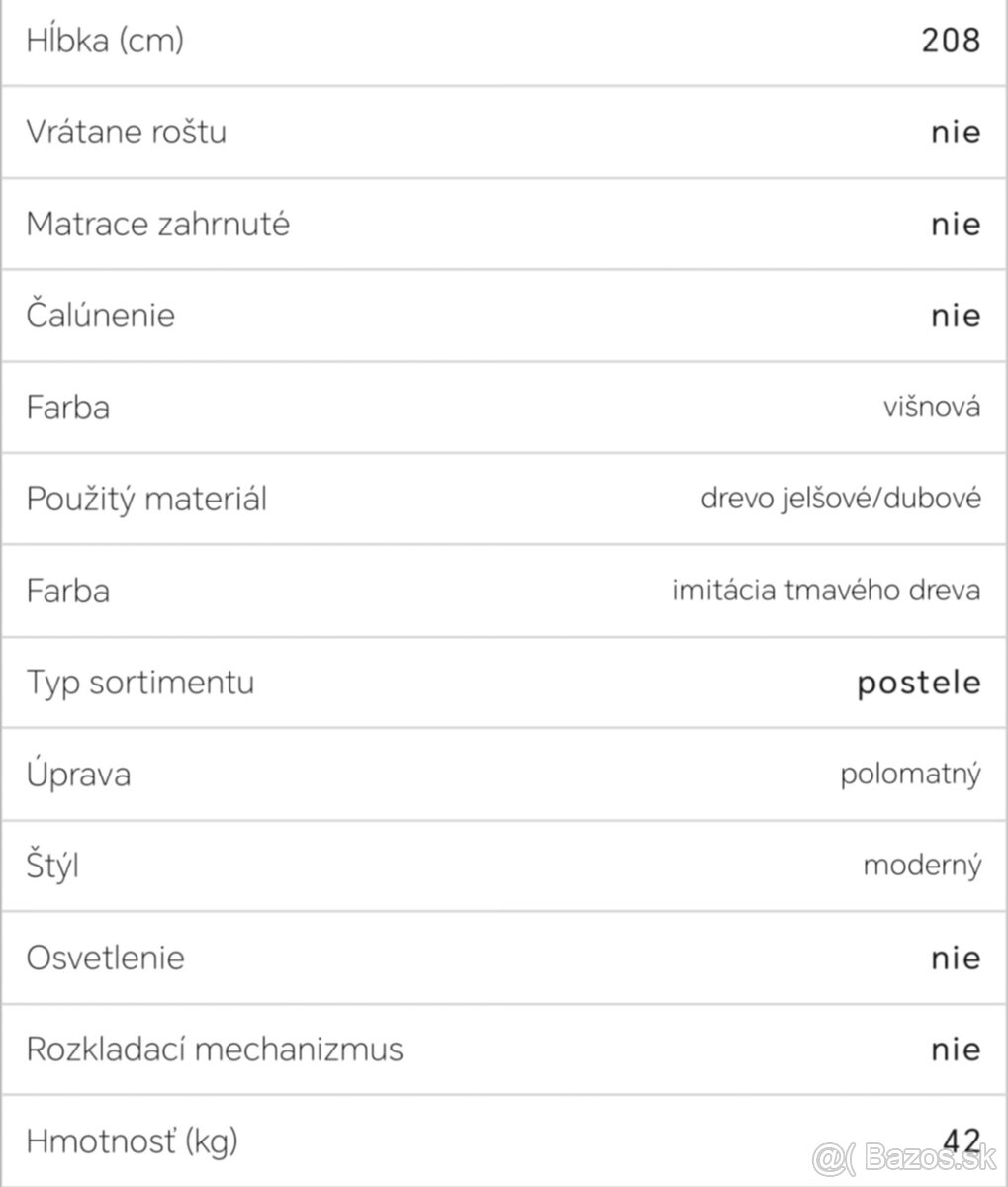 Drevená dubová posteľ 160x200 - 2