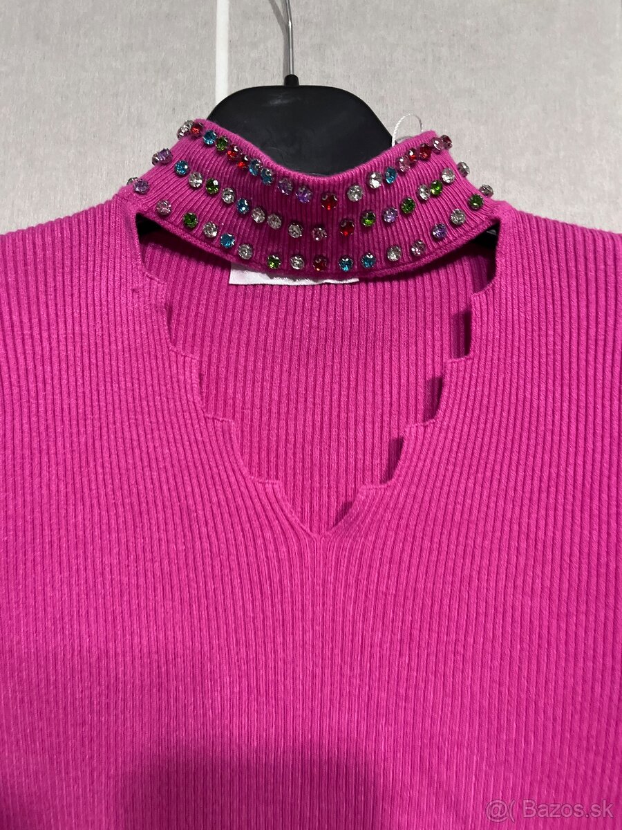 Dámsky ružový pulover - 2