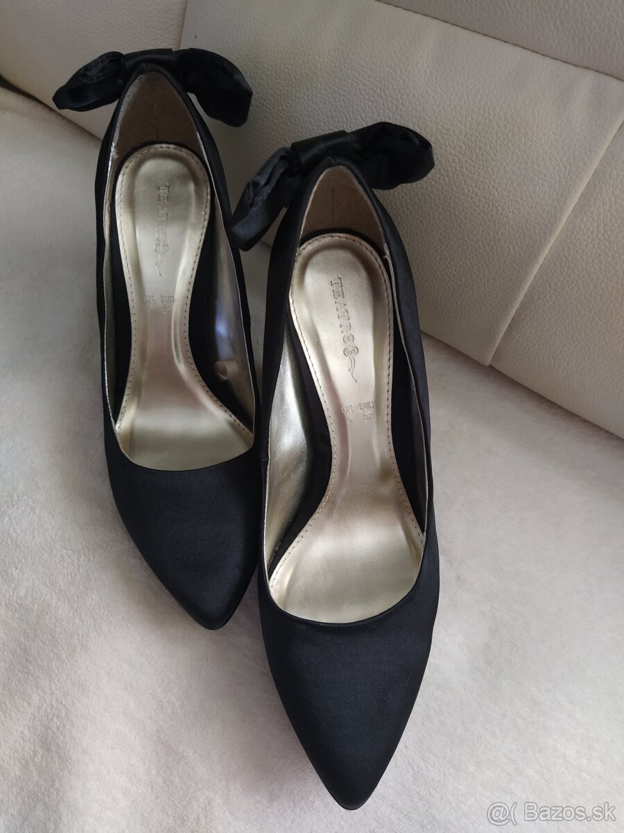 NOVÉ čierne saténové lodičky veľ. 36 (osobný odber) - 2