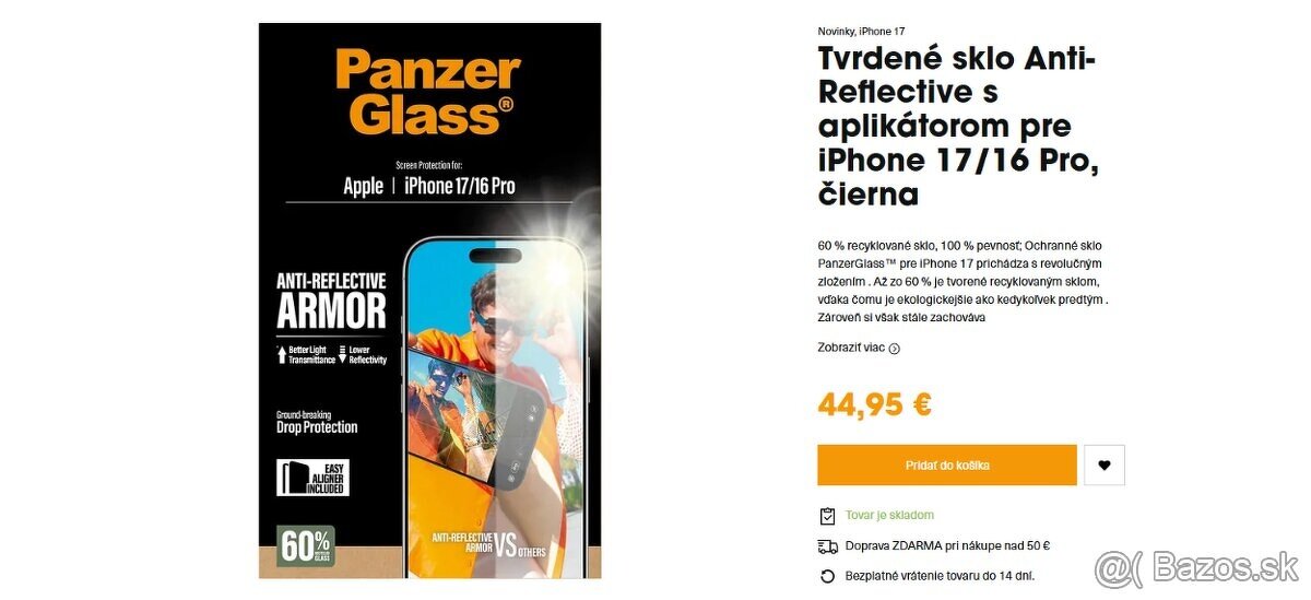 Tvrdené sklo Anti-Reflective s aplikátorom iPhone 17/16 Pro - 2