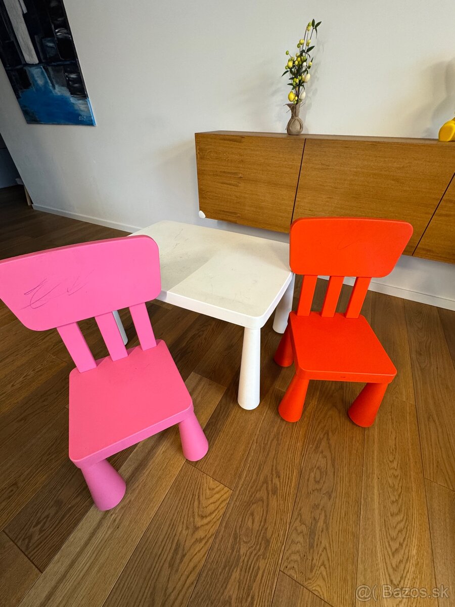 MAMMUT Detské 2 stoličky a stôl IKEA 77x55 cm - 2