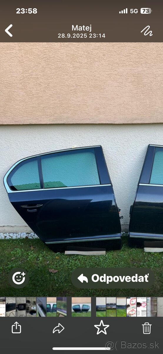Skoda superb 2 sedan zadné práve dvere - 2