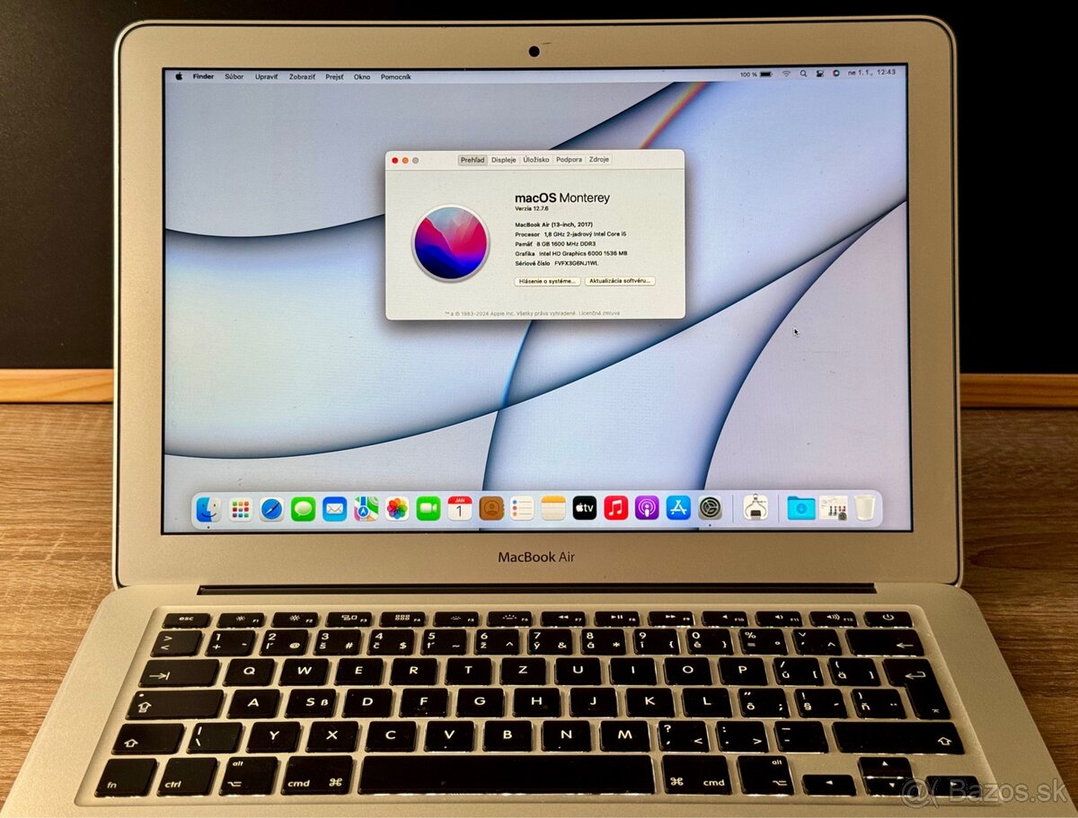 MacBook Air 2017 8/256GB, nová batéria - 2