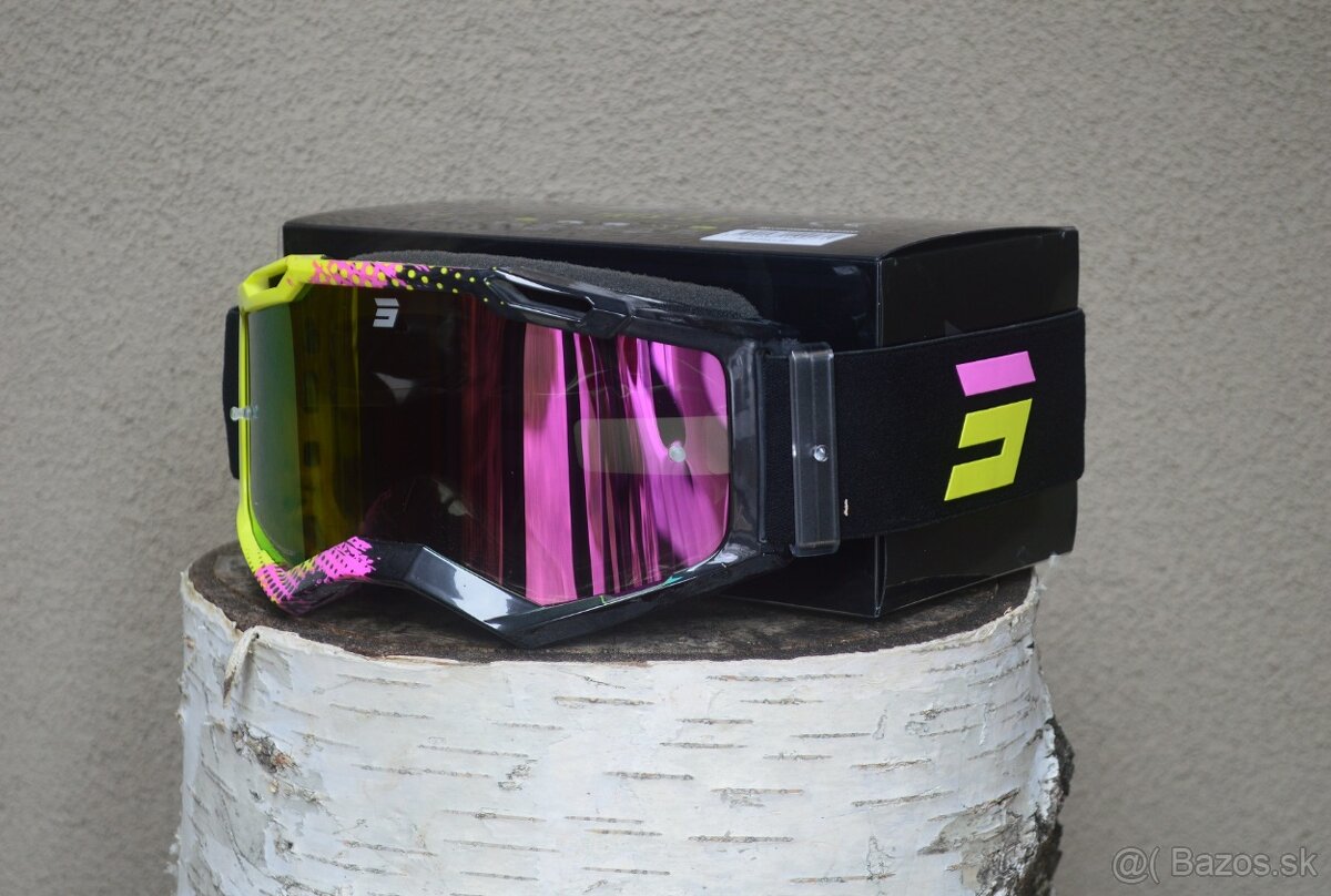 shot fialovo neo žltá prilba okuliere ECE06 - 2