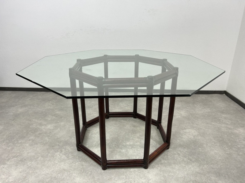 Dizajnový bambusový octagonal jedálenský stôl + 5ks stoličie - 2