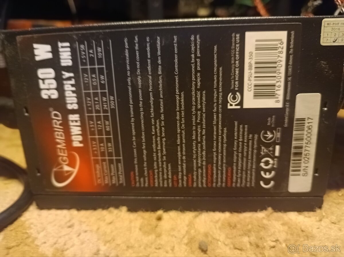 Predám zdroj 350W gembird - 2