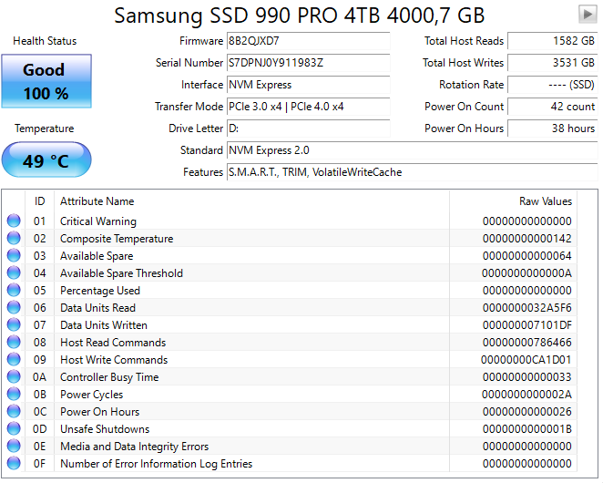M.2 NVMe Samsung SSD 990 PRO 4TB - 2