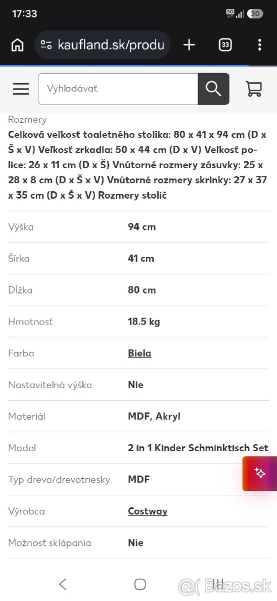 Detský kozmetický stolík - 2