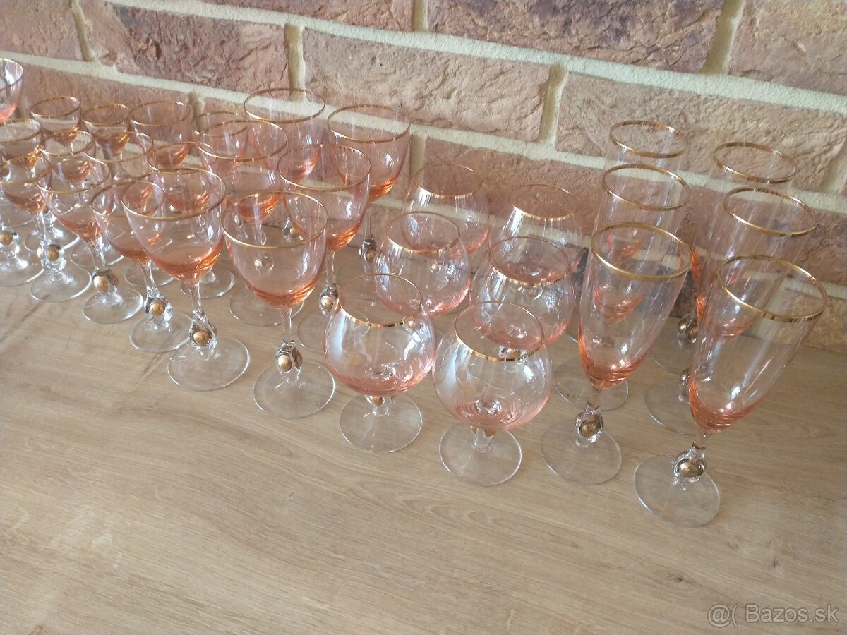 borské sklo, hutné sklo, zlatá zuzana ružová - 20