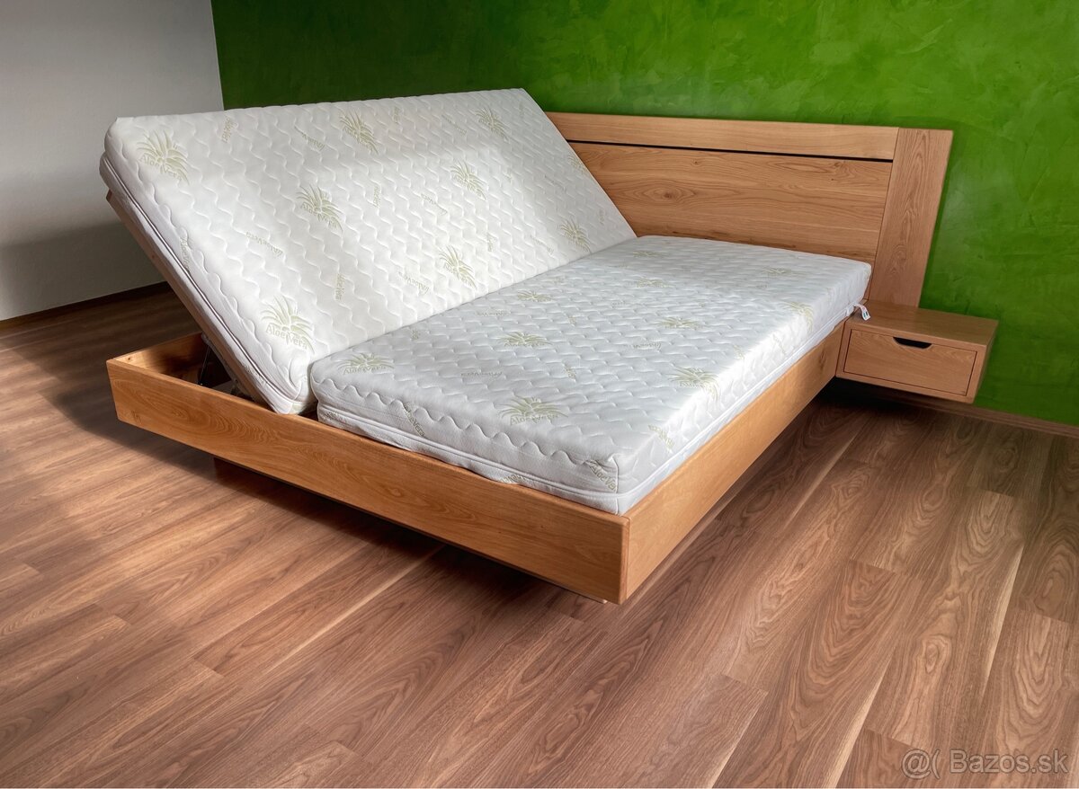 Dubová posteľ s úložným priestorom a stolíkmi - 20
