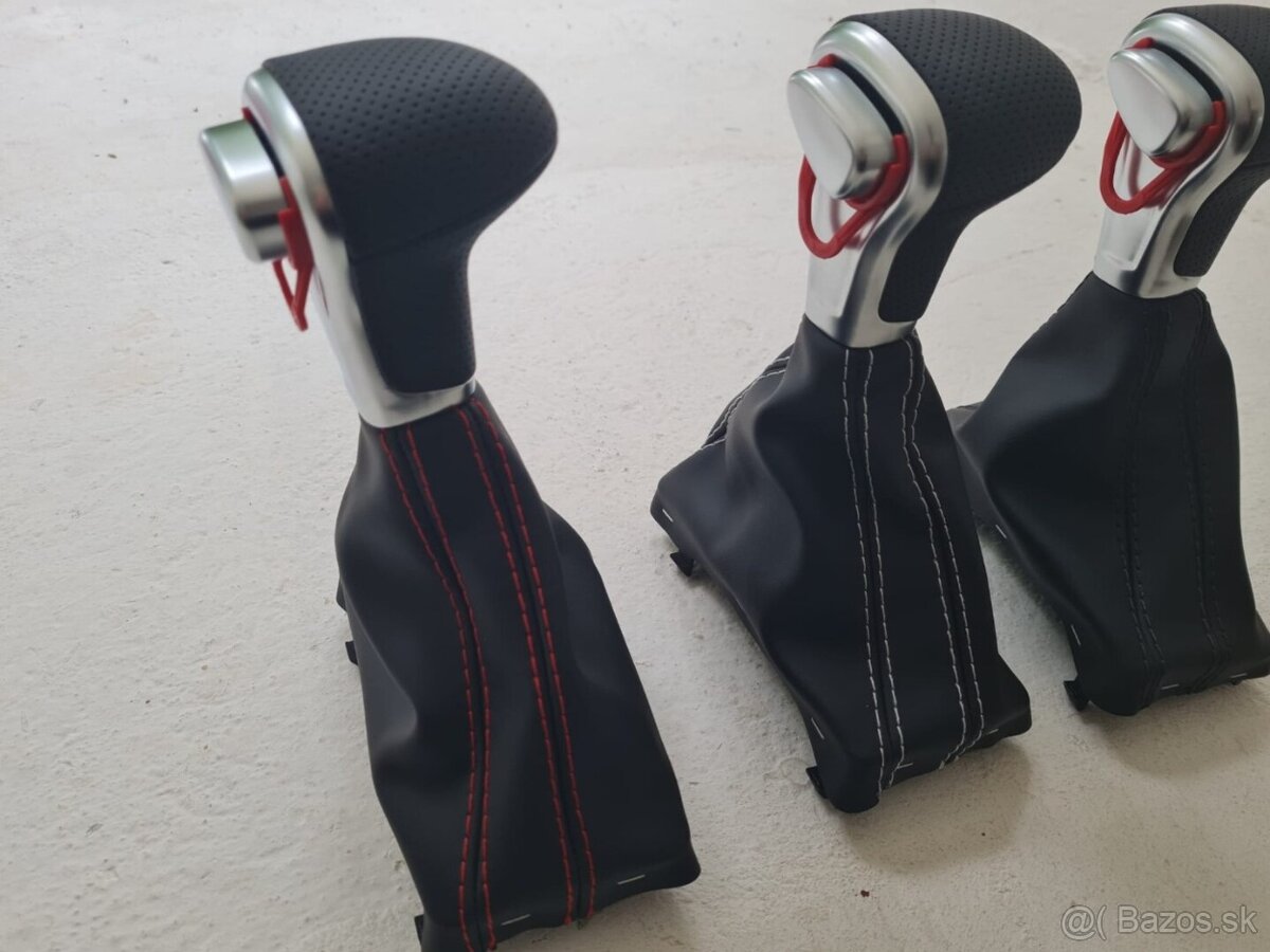 Radiaca páka pre automat AUDI / čierna biela červená nitka - 20