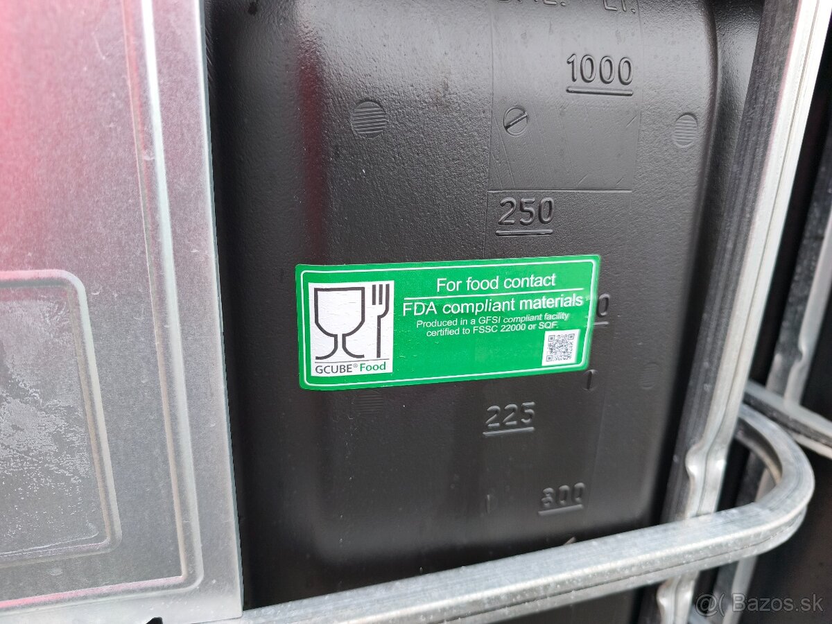 Certifikované potravinárske 1000l IBC kontajnery - 20
