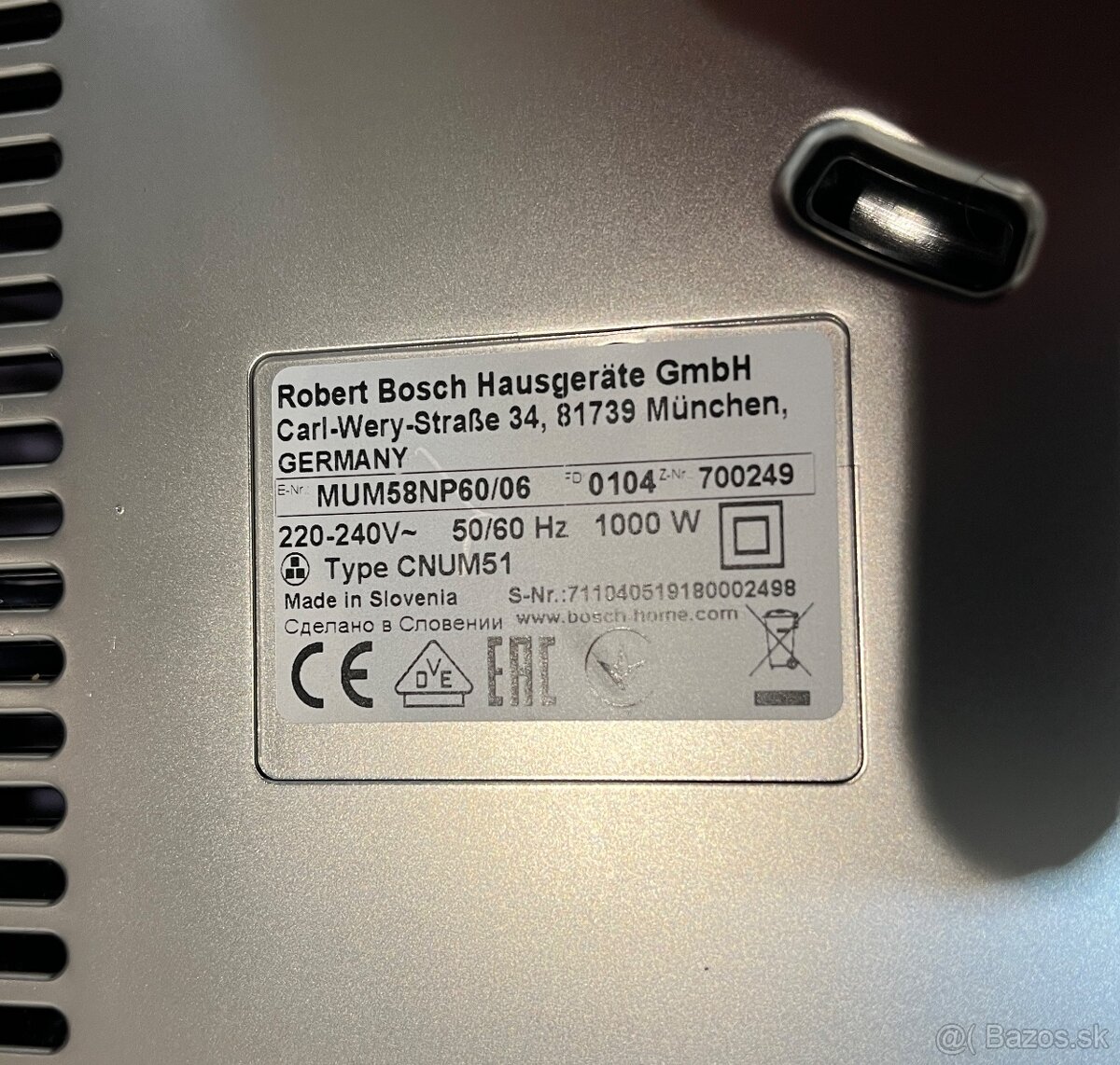 Bosch MUM 58NP60 1000w kuchynský robot - 20