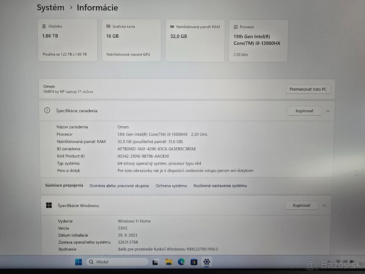 OMEN 17-ck2003 - 17" 240Hz 1440p, RTX 4090, i-9 13900HX - 20