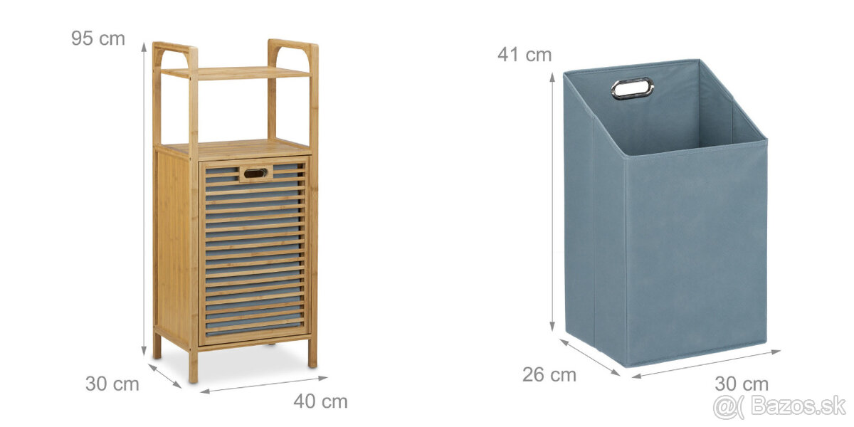 Bambusová polica s košom na prádlo - 20