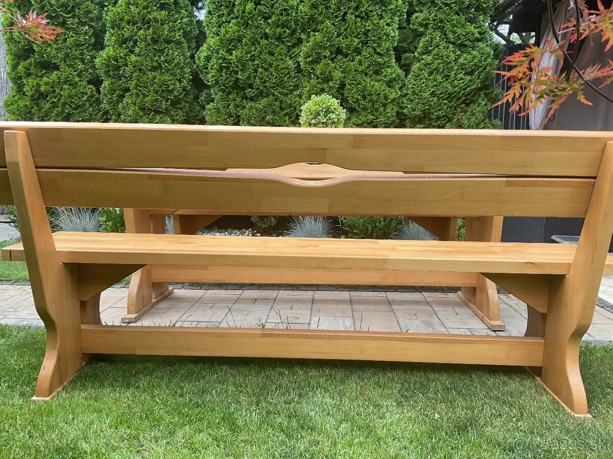 Masívny Dubový set srôl a dve lavice dĺžka 2m - 20