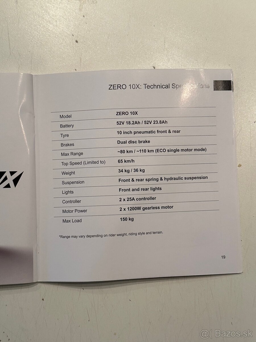 ZERO 10X – výkonná elektrická kolobežka, 52V - 20