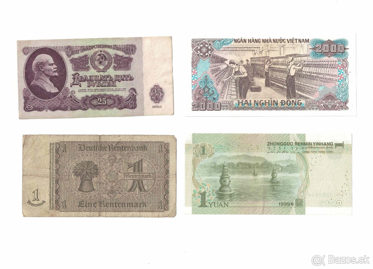 Zbierka bankoviek - rôzne po 2eur + Kubánske mince (doplnené - 20