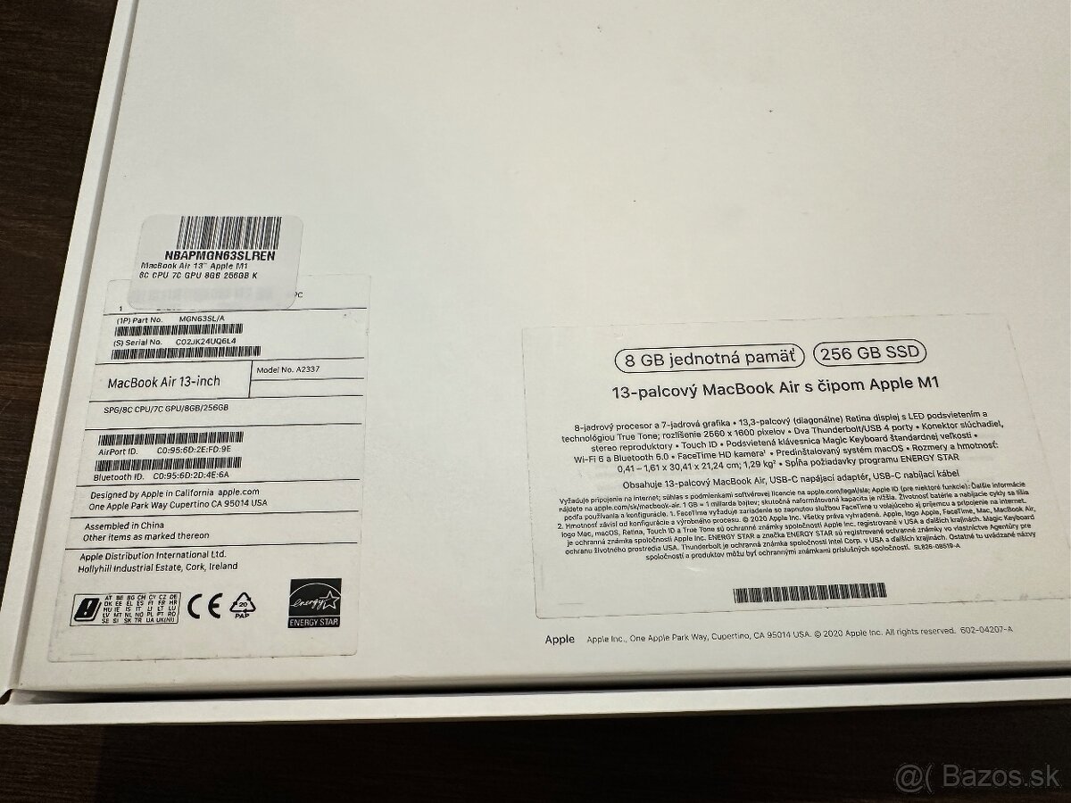 MacBook Air M1 13" 8/256 GB - 100% batéria a stav - 20