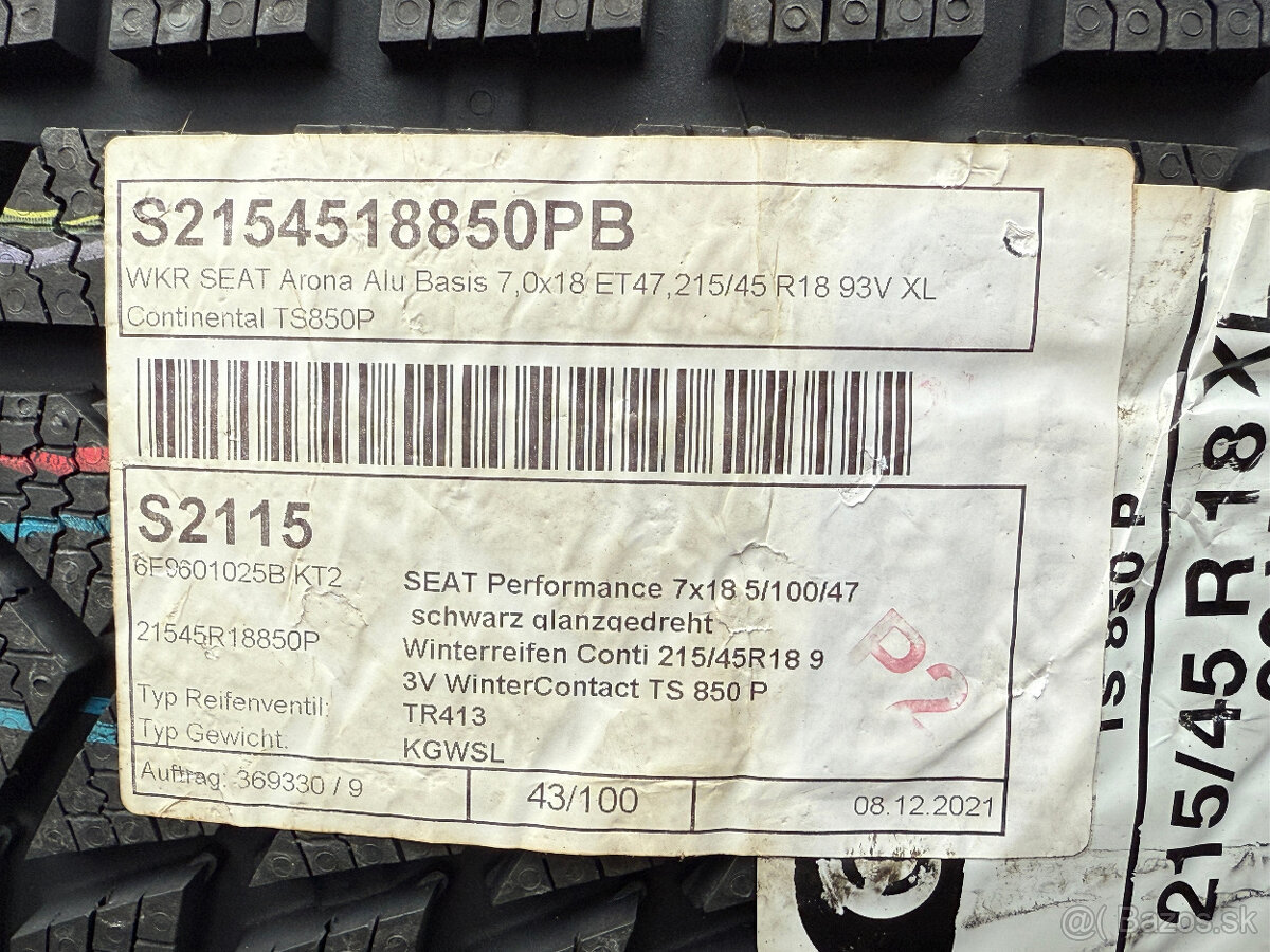 PREDÁM NOVÚ sadu 18" ALU disky Seat Performance +zimné pneu - 20