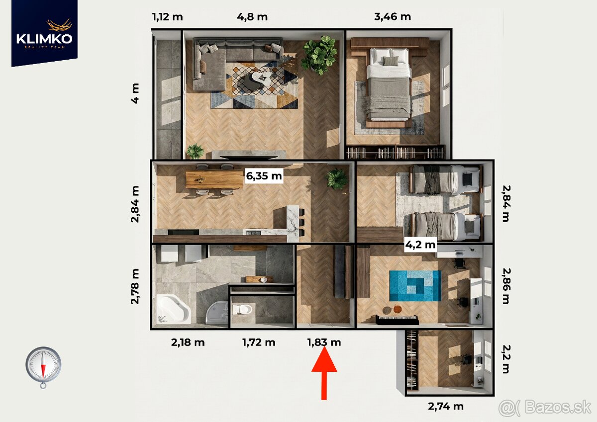 Veľkometrážny 105 m² domov v srdci Sekčova | 4 izbový byt - 20