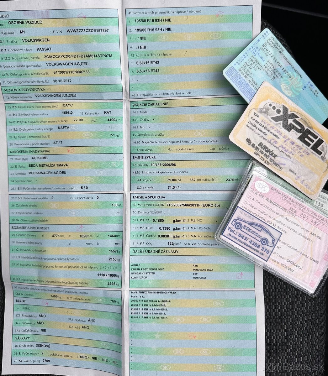 VW Passat B7 Variant 12/2013 1.6 TDi 77kw 7.st.AT NOVÁ TK/EK - 20