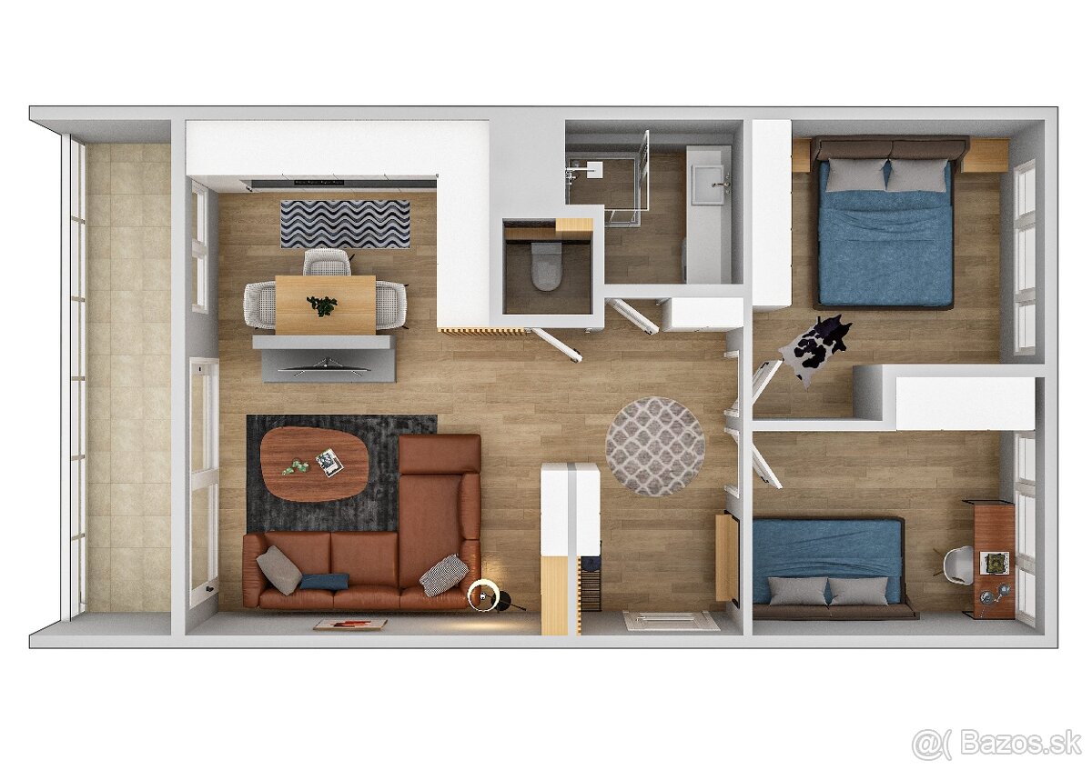 PRENÁJOM: 3-izbový byt v Košiciach - Terasa, ulica Kysucká - 20