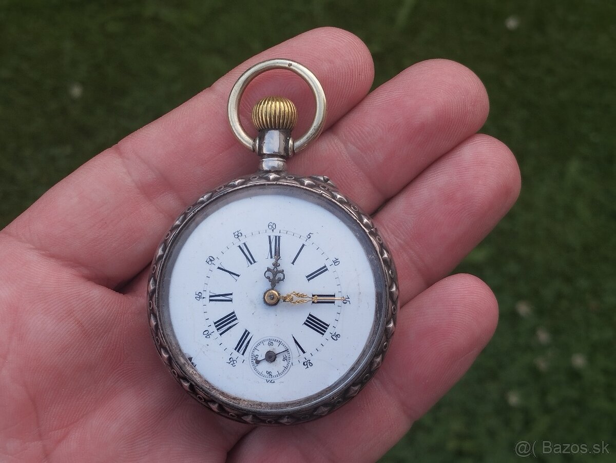 Starožitné dvoupláštové stříbrné zdobené kapesní hodinky. - 20