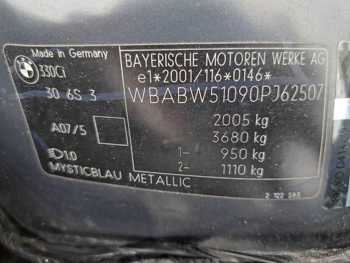 BMW 330i, Ci, Cabrio, 6st, manuál, 170kw, e46, pôvodný stav - 20