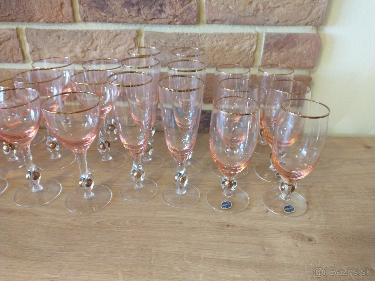 borské sklo, hutné sklo, zlatá zuzana ružová - 20