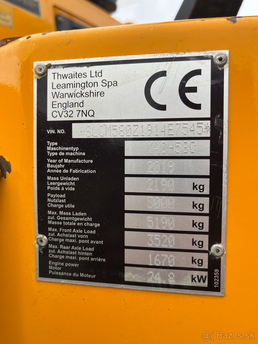 Dumper vyklapac Thwaites Mach 580, 3 Tonne Hydrostatic - 20