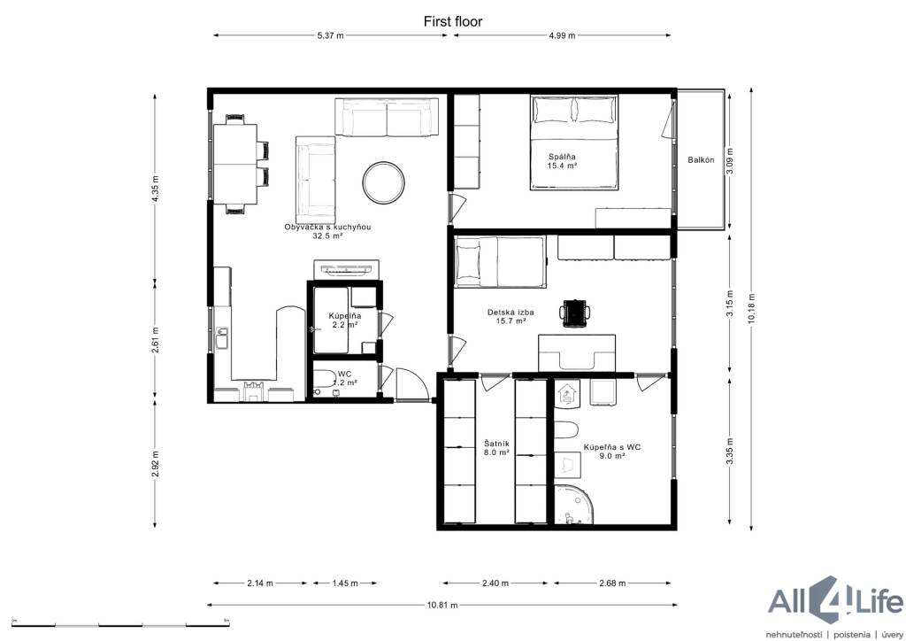 Kompletne zrekonštruovaný 3-izbový byt v Piešťanoch na preda - 20