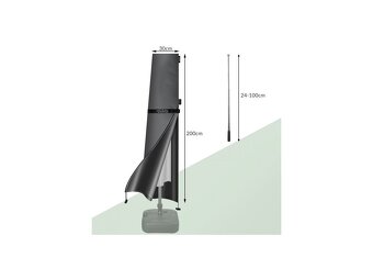 LED slnečník 3 m a 3,5 m šedá a krémová závažia a kryt - 20