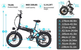 Výkonný skladací fat ebike Ridstar 20x4.0",2x1000W,23Ah,50k - 20