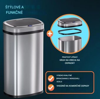 Bezdotykový odpadkový kôš s USB 58 L - biely čierny sivý - 20