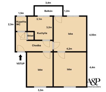 NA PREDAJ 3 IZB. BYT S BALKÓNOM, 78M2, CHEMICKÁ UL., BRATISL - 20