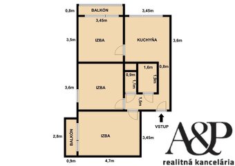 ZNÍŽENÁ CENA/3 IZB. BYT S DVOMI BALKÓNMI V ŠIRŠOM CENTRE, 64 - 20