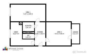 Na predaj | 2 izbový byt 62,45 m² s loggiou - Studenohorská - 20