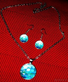 Kašmírový šál olejomaľba Claude Monet - Lekná+set šperkov - 20