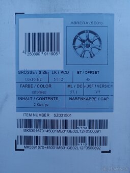 ALU R16 5x112 Audi VW Seat Škoda 57,1 - 20