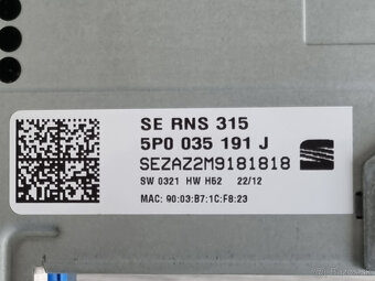 RNS 315 verzia s Bluetooth DAB Kamera 2012 Seat 5P0035191J - 20