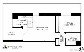 Na predaj | 2 izbový byt s terasou 35,65 m² - Bajkalská ul. - 20