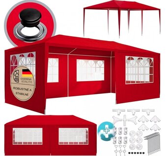 Párty stan 3 x 6 m modrý sivý biely červený - 20
